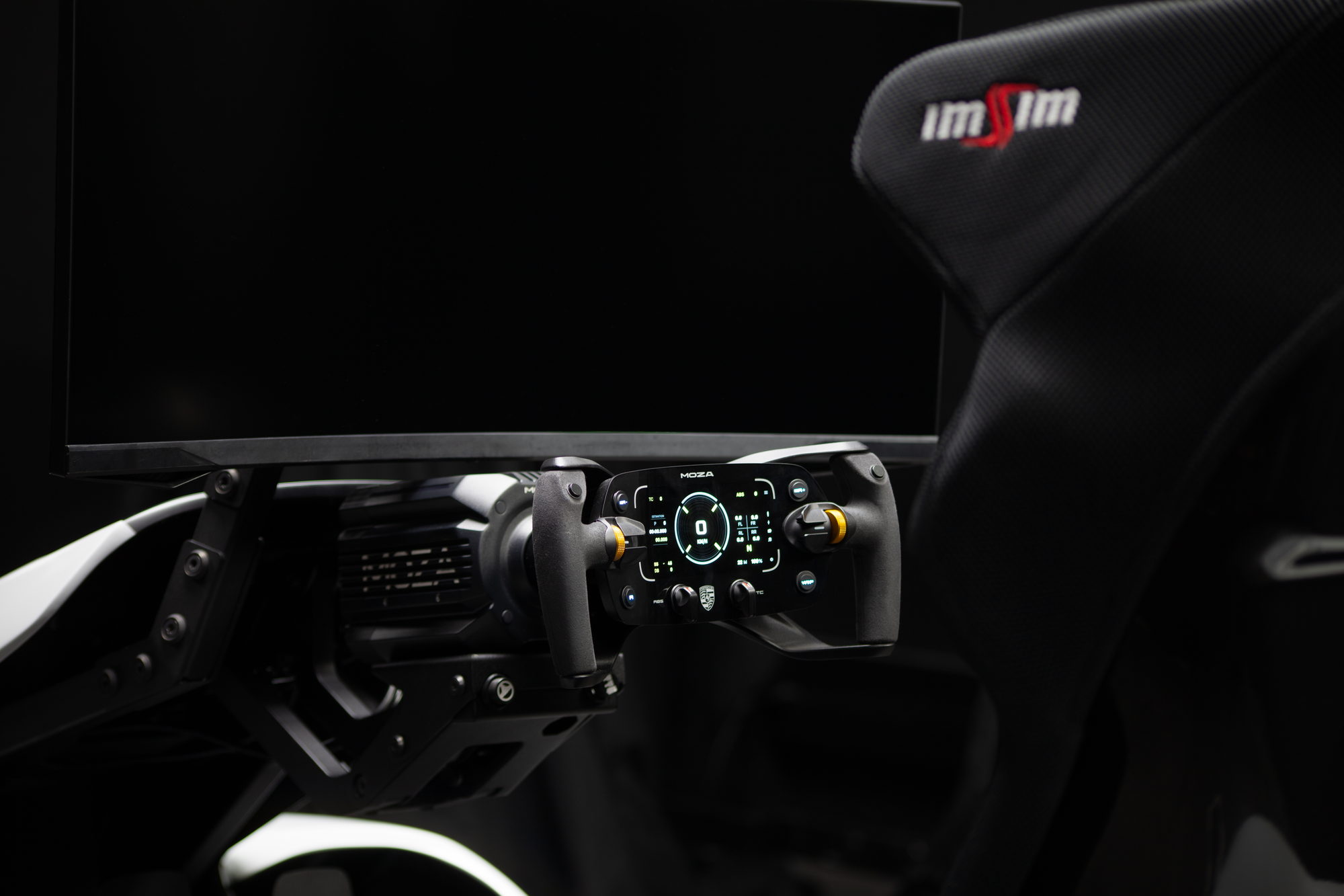 Steering wheel and display seen from the driving position