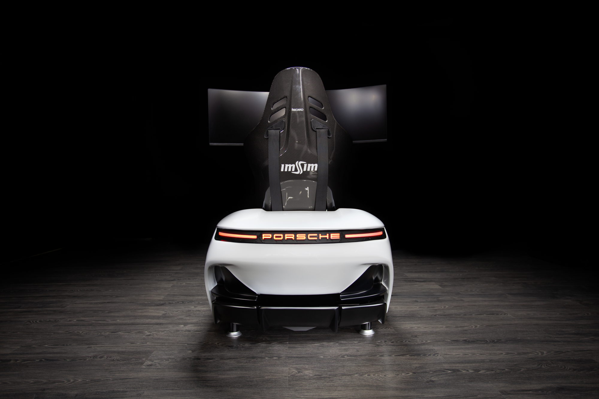 Ultrawide display seen from behind the simulator